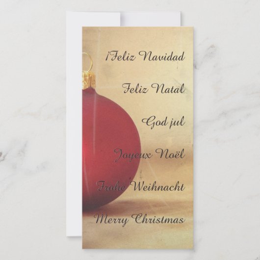 Carte thème de Noël avec boule de Noël (Devant)