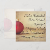 Carte thème de Noël avec boule de Noël (Devant / Derrière)