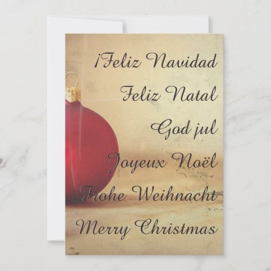 Carte thème de Noël avec boule de Noël (Devant)
