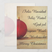 Carte thème de Noël avec boule de Noël (Devant / Derrière)