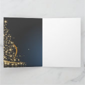 Carte Thème de Noël bleu avec arbre de Noël doré (Intérieur)