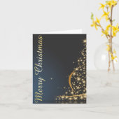Carte Thème de Noël bleu avec arbre de Noël doré (Fleur jaune)