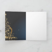 Carte Thème de Noël bleu avec sapin de Noël doré (Intérieur)