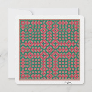 Carte Thème de Noël Hitomezashi inspiré Carreaux
