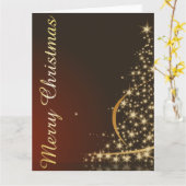 Carte Thème de Noël rouge avec arbre de Noël doré (Fleur jaune)