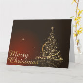 Carte Thème de Noël rouge avec arbre de Noël doré (Fleur jaune)