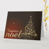 Carte Thème de Noël rouge avec sapin de Noël doré (Fleur jaune)
