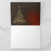 Carte Thème de Noël rouge avec sapin de Noël doré (Intérieur)