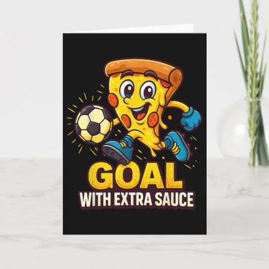 Carte Thème de pizza pour garçons Funny Soccer Goal (Devant)
