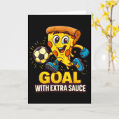 Carte Thème de pizza pour garçons Funny Soccer Goal (Fleur jaune)
