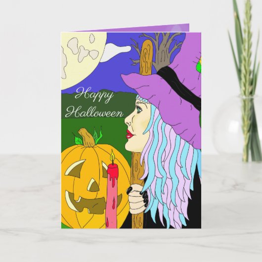 Carte Thème de sorcière pour Halloween (Devant)