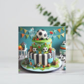CARTE THÈME DU FOOTBALL AMUSANT ANNIVERSAIRE DE ENFANT G (Debout devant)