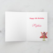 Carte Thème Fée Fille Cheveux foncé Rose Enfant Âge Anni (Intérieur)