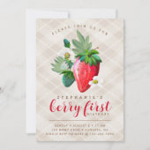 Carte Thème fraise, premier anniversaire, Anniversaire d (Devant)