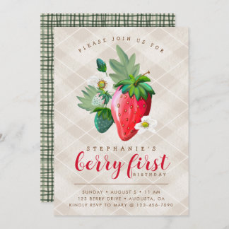 Carte Thème fraise, premier anniversaire, Anniversaire d