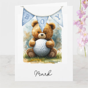 Carte Thème garçon bébé golf sur un terrain de golf