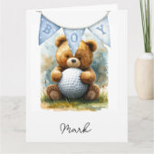 Carte Thème garçon bébé golf sur un terrain de golf (Devant)