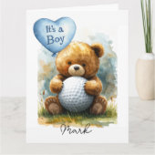 Carte Thème garçon bébé golf sur un terrain de golf (Devant)