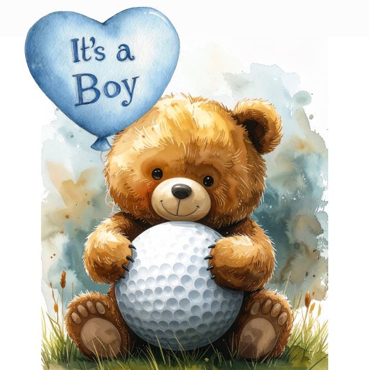 Carte Thème garçon bébé golf sur un terrain de golf