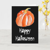 Carte Thème Halloween citrouille noir et orange (Fleur jaune)