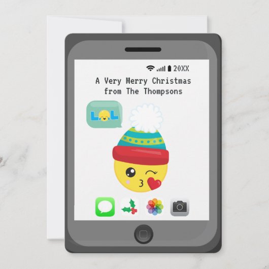 Carte Thème Kawaii Emoji Joyeux voeux de Noël (Devant)