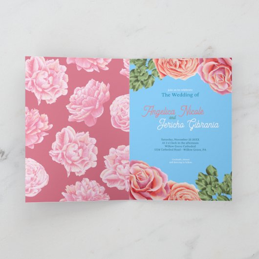 Carte Thème Mariage rose (Intérieur)