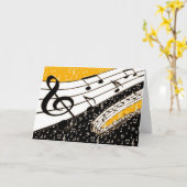 Carte thème musical or (Fleur jaune)