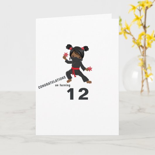 Carte Thème Ninja Voeux d'anniversaire (Fleur jaune)