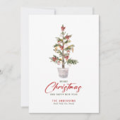 Carte Thème Noël Aquarelles Arbre (Devant)