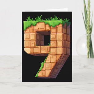 Carte Thème Pixel de Joyeux 9e Anniversaire Numéro 9 pou