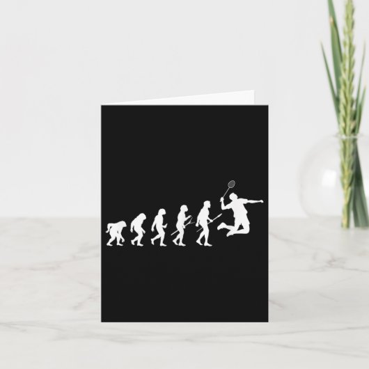 Carte Théorie de l'évolution drôle de joueur de badminto (Devant)