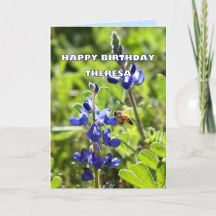 Carte Theresa Texas Bluebonnet Joyeux anniversaire