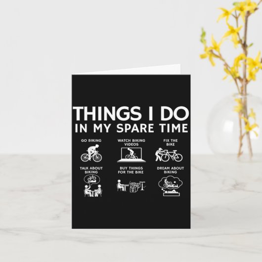 Carte Things I Do In My Spare Time, Bicycle Cycling Love (Fleur jaune)