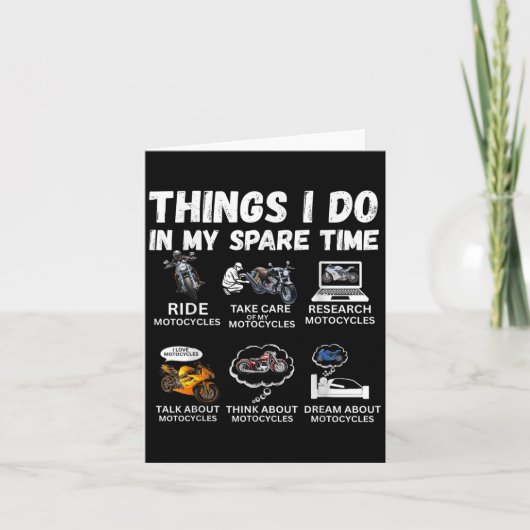 Carte Things I Do In My Spare Time Biker Motorcycle Ride (Devant)