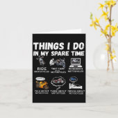 Carte Things I Do In My Spare Time Biker Motorcycle Ride (Fleur jaune)