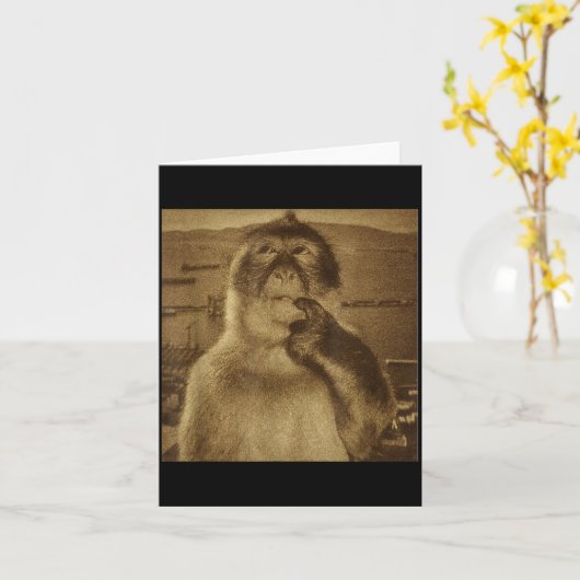 Carte Thinking Monkey Meme Vintage Retro  (Fleur jaune)