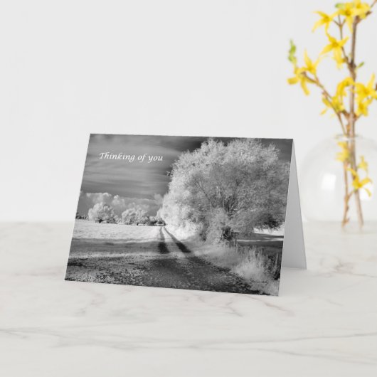 Carte Thinking of You Across the Miles Tree and Field (Fleur jaune)