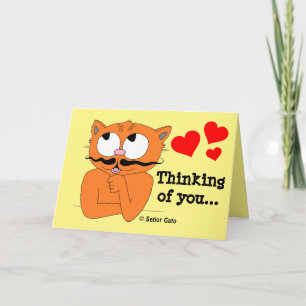 Carte "Thinking of You" Cartoon MustachCat