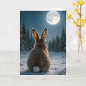 Carte Thinking of you Cottontail Rabbit In Moonlight (Fleur jaune)