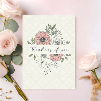 Carte Thinking of You Floral Line Art
