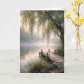 Carte Thinking of You Lake Dock with Willow Tree (Fleur jaune)