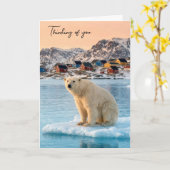 Carte Thinking of You Polar Bear Floating on Ice (Fleur jaune)