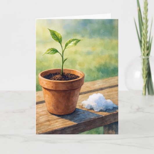 Carte Thinking of You Potted Plant With Snow Pile (Devant)