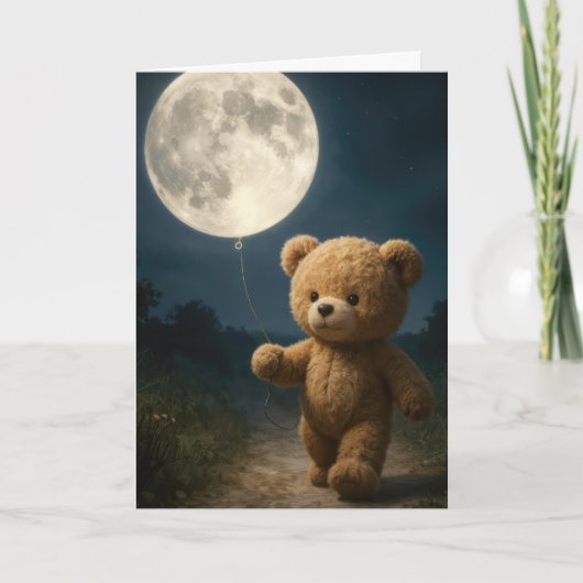 Carte Thinking of You Teddy Bear With Moon Balloon (Devant)