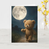 Carte Thinking of You Teddy Bear With Moon Balloon (Fleur jaune)
