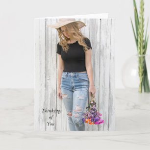 Carte thinking of you-teen girl with daisies