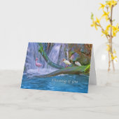 Carte Thinking of You, Tropical Waterfall, Birds (Fleur jaune)
