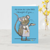 Carte Thinking of You Whimsical Mouse Artist Painting (Fleur jaune)