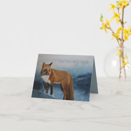 Carte Thinking Of You - Winter Fox (Fleur jaune)