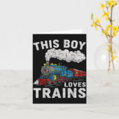 Carte This Boy Loves Trains Railroad Train Wagon Lover K (Fleur jaune)
